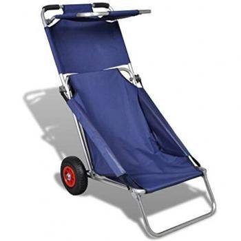 vidaXL Beach Trolley with Wheels Portable Foldable Blue