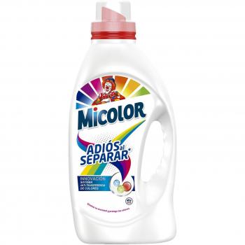 Detergente gel Micolor Adiós al Separar 28 dosis, fórmula concentrada, elimina manchas difíciles, protege colores y tejidos, adecuado para lavado a máquina y a mano