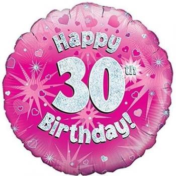 Oaktree UK - Globos holográficos para cumpleaños número 30, 45 cm, Color Rosa
