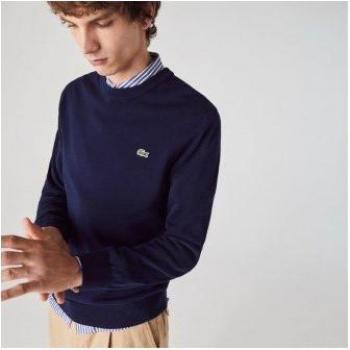Jersey de hombre Lacoste en algodón ecológico negro con cuello redondo