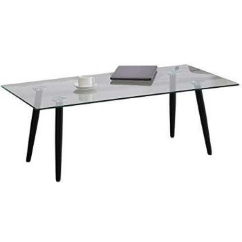 Adec - Suecia, Mesa de Centro, mesita Comedor de Cristal Patas Color Negro, Medidas: 120 x 60 x 45 cm de Alto