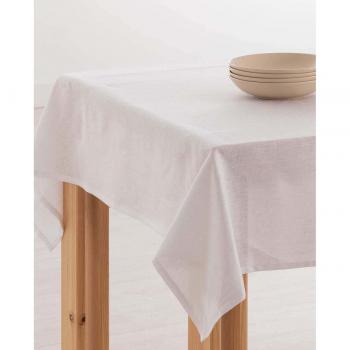 MUARÉ Mantel hidrofugado de lino blanco antimanchas - Tamaño 100x150 cm