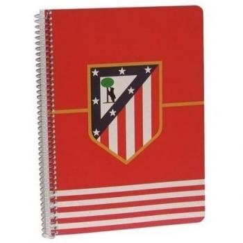 ATLÉTICO DE MADRID CF - Cuaderno con Espiral, Cuadernos Escolares, Tapa con Colores y Escudo del Equipo, Folio, 80 Hojas, Producto Oficial