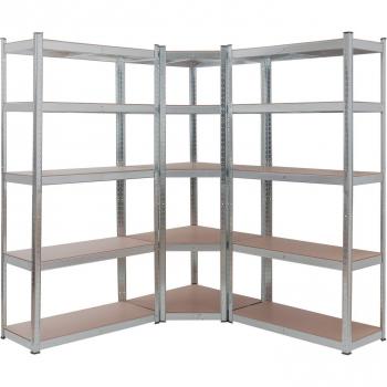 Estantería Esquina Carga Pesada Arebos 875 Kg - 180x70x40cm - Juego de 3 Estantes Resistentes Enchufables