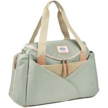 Bolso cambiador Beaba Sydney Sage Green, color verde sauce, con múltiples compartimentos, material resistente al agua, incluye cambiador portátil y correa ajustable