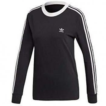 adidas 3 Str LS Camiseta de Manga Larga, Mujer, Negro