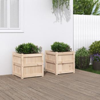 vidaXL Garden Planters 2 pcs Solid Wood Pine Brown 50cm H x 50cm W x 50cm D
