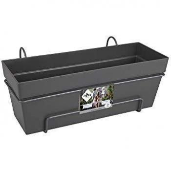 Maceta Rectangular Elho Loft Urban 50 cm, Antracita, 100% Reciclada, Todo en Uno