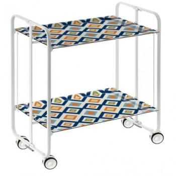 Carrito Auxiliar Plegable Don Hierro con Ruedas y 2 Estantes, Color Blanco