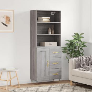 Aparador alto de madera multicapa gris Sonoma 69,5x34x180 cm