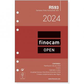 Recambio Anual Finocam Open 500 Semana Vista Horizontal 117x181mm Enero-Diciembre 2024 Español R593-711580024