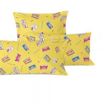 Funda de Almohada Multicolor Walkman 80x80 cm, 100% Algodón, Calidad 150