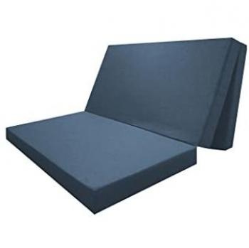 Colchón Plegable Camper Azul 135x190 con Núcleo D28 Kg/m3 Desenfundable - Ideal para Furgonetas, Cama de Invitados y Camping