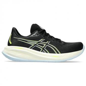 Asics GEL-CUMULUS 26 Zapatillas de Running para Hombre, Color Negro con detalles en Safety Yellow, Talla 40 EU