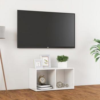 Mueble para TV de madera contrachapada blanco brillo 72x35x36,5 cm