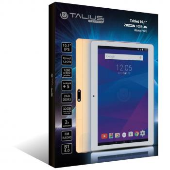 Talius Zircon 1008-3G - 10, quad core, ram 2gb, 32gb, pantalla IPS, 3g, android 5 Blanca/Dorada
