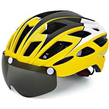 VICTGAOL Casco Bicicleta Helmet Bici Ciclismo para Adulto con Luz Trasera LED Visera Extraíble Hombres Mujeres Adultos de Bicicleta para Montar