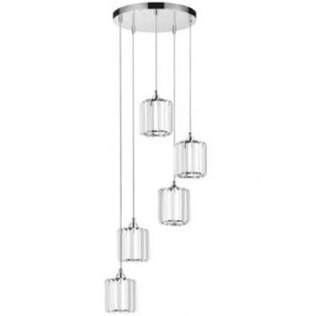 Lámpara de Suspensión Merilo de Metal y Vidrio en Cromo - 40x40x140 cm