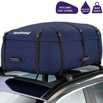 Maletero de Techo Plegable Resistente al Agua 330 L - Poliéster y Plástico - Azul