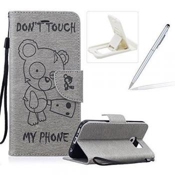 Samsung Galaxy S6 Slim Folio Billetera Funda de cuero de la PU,Samsung Galaxy S6 Estilo de libro Cierre magnético Portátil llevar caso de Flip con Lanyard,Herzzer lindo de moda [oso de dibujos animados Serie en relieve] Folder Purse Pouch Protective Cas