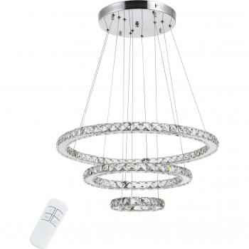 Lámpara de araña de cristal moderna con control remoto LED Ø60x110 cm