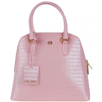 Baldinini Trend Pink Leather Di Calfskin Handbag with Python Print, Zip Closure, One Size, Female