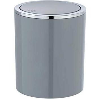 Papelera de baño Inca con tapa basculante, 2 L, color gris, plástico de alta calidad