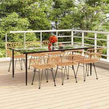 7-Piece Poly Rattan Garden Dining Set