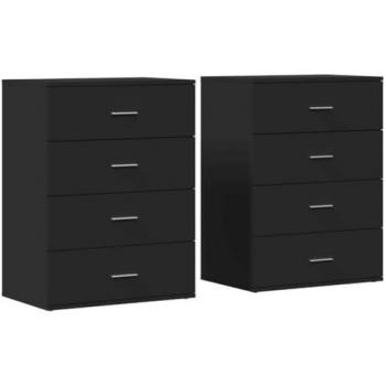 Aparadores 2 uds madera de ingeniería negro 60x39x80 cm, Armario de Almacenamiento, gabinete aparador, Mueble para Pasillo, Buffet