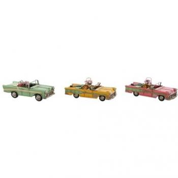 Figura Decorativa Home ESPRIT Coche Vintage Amarillo y Rosa 26 x 11 x 9 cm (3 Unidades)