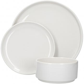 Juego de Cena de Porcelana Blanca Mikasa Camberlie, Estilo Escandinavo Elegante, 12 Piezas