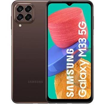 Samsung Galaxy M33 5G, smartphone Android sin contrato, pantalla TFT Infinity-O de 6,6 pulgadas, batería de 5,000 mAh, 6 GB de RAM, almacenamiento de 128 GB, doble SIM, marrón