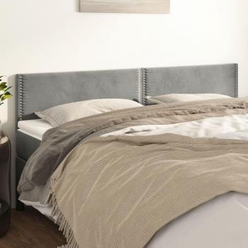 Cabeceros 2 piezas gris claro 100x5x78/88 cm terciopelo