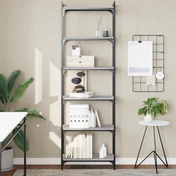 Librería 6 estantes madera multicapa gris Sonoma 60x30x188 cm