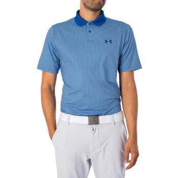 Under Armour Men's Short Sleeve Performance 3.0 Printed Golf Polo - Blue, Size L