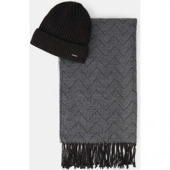 Easy Wear - Conjunto de bufanda y gorro para hombre en acrílico color negro