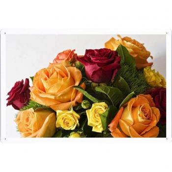 Metal cartel Cartel de chapa Hojalata sesión Flower Tin Sign Roses Flowers Bouquet Buds Different Execution 42210 Retro Vintage Pared Decoración by hamgaacaan