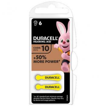 Duracell A10/DA10/ZL10 Batería Acústica Zinc Air Cells 6 pcs