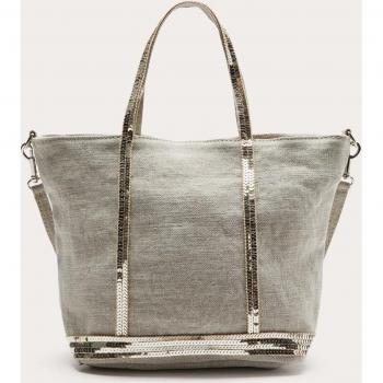 Vanessa Bruno Small Linen and Sequins Tote Bag Grey Beige Female ONE SIZE