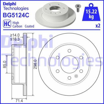 Disco de freno DELPHI BG5124C, completo, altamente carbonizado, 2 piezas
