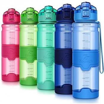 ZOUNICH Botella Agua Deporte Botellas Agua Niños sin BPA, Reutilizable Tritan Plástico Ecologica con Filtro, 400ml/500ml700ml/1l, Cantimploras para Gimnasio, Bicicleta, Colegio, Oficina, Viajes