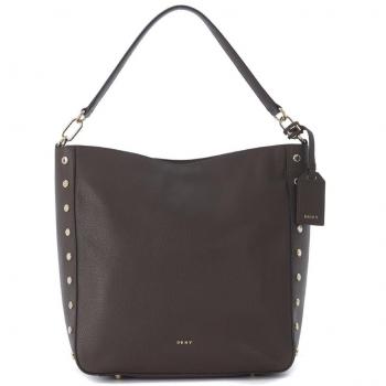 Hobo DKNY grande en piel martillada marrón