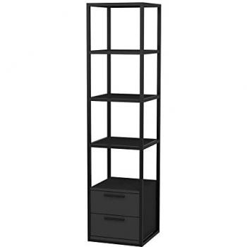 Librería WELLHOME 100% Tablero de Aglomerado Rechapado en Melamina Color Negro Antracita