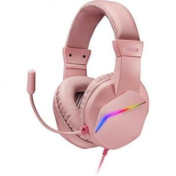 Mars Gaming MH122 Rosa, Cascos Gaming FRGB Over Ear con Micrófono, Sonido HiFi, Cancelación de Sonido