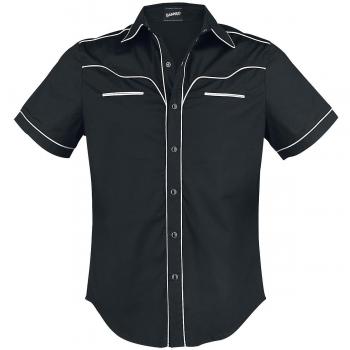 Banned Plain Trim Camisa Negro-Blanco S