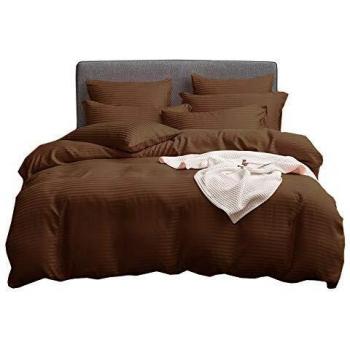 UMI Merryfeel Classic Satin Striped Duvet Cover Set,Brushed Soft Microfiber Bedding.