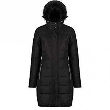 Regatta Chaqueta con capucha para mujer Fermina II acolchada repelente al agua, color negro, 12