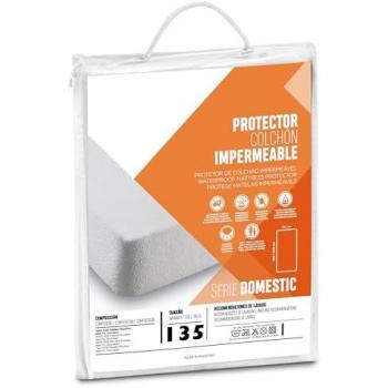 Protector de Colchón Impermeable 100% Poliéster Microfibra Transpirable con Elástico, Fácil Cuidado y Lavable - 135 cm