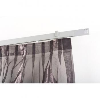 InCasa Barra para Cortina 32 x 12 mm, 180 cm. de Longitud, en Aluminio Cepillado, Soportes Largos – Completo