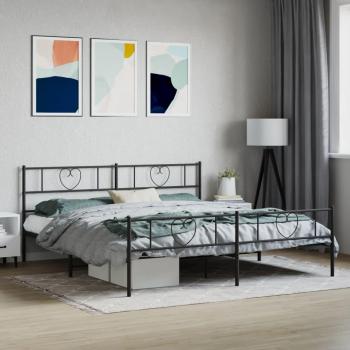 Cama de metal negro con cabecera y pediatría 193x203 cm